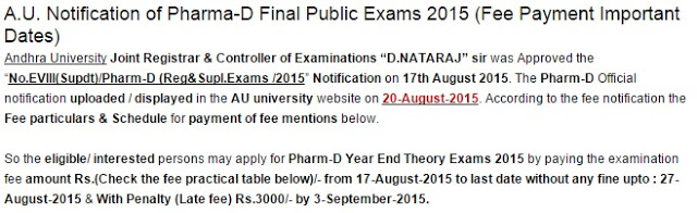 AU-Pharma-D-Year-End-Exams-2015-Fee-Particulars