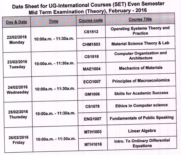 Ansal-University-Mid-Term-Date-Sheet-2016