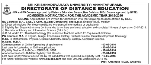 SKUCDE-Admission-2016-Notification