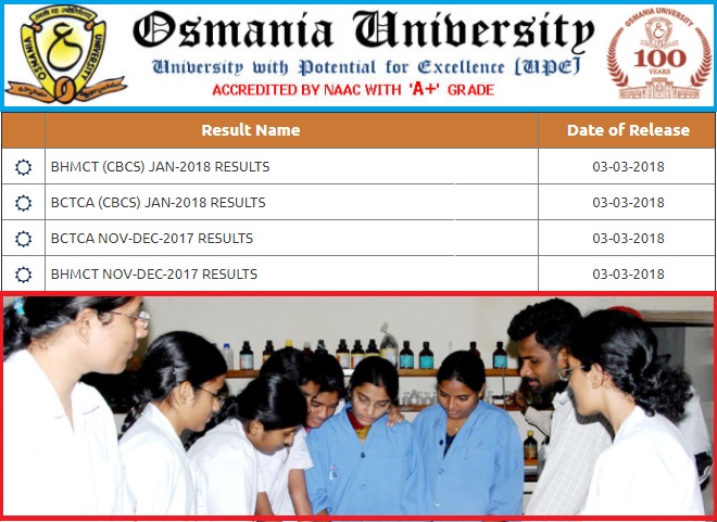 Osmania-University-BHMCT-BCTCA-Results-2018