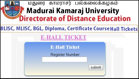 MKU-BLISC-MLISC-BGL-Diploma-Certificate-Course-Hall-Tickets