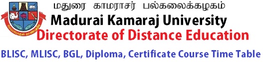 MKU-BLISC-MLISC-BGL-Diploma-Certificate-Course-Time-Table